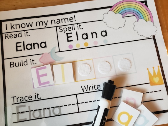 Dry Erase Name Mat Learn to Spell and Write Name for preschooler and kindergarten Dry Erase Name Mat Learn to Spell and Write Name for preschooler and kindergarten