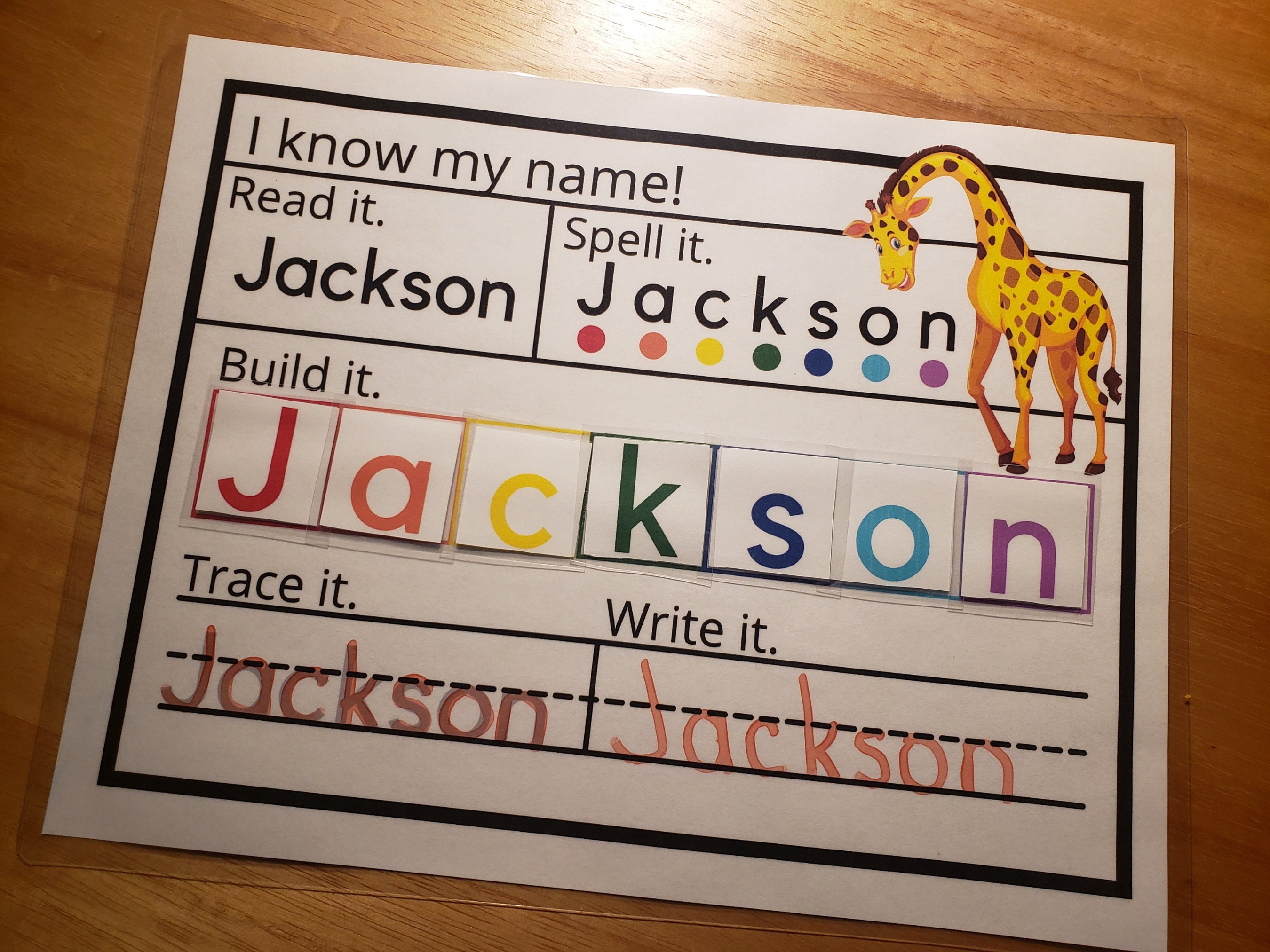 Dry Erase Name Mat Learn to Spell and Write Name for Etsy