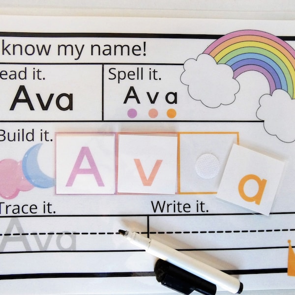 Dry Erase Name Mat, Learn to Spell and Write Name for preschooler and kindergarten