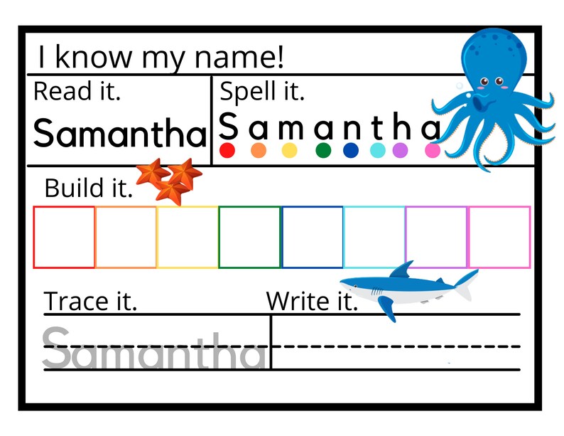 Dry Erase Name Mat Montesorri Activity to Learn to Spell and Etsy