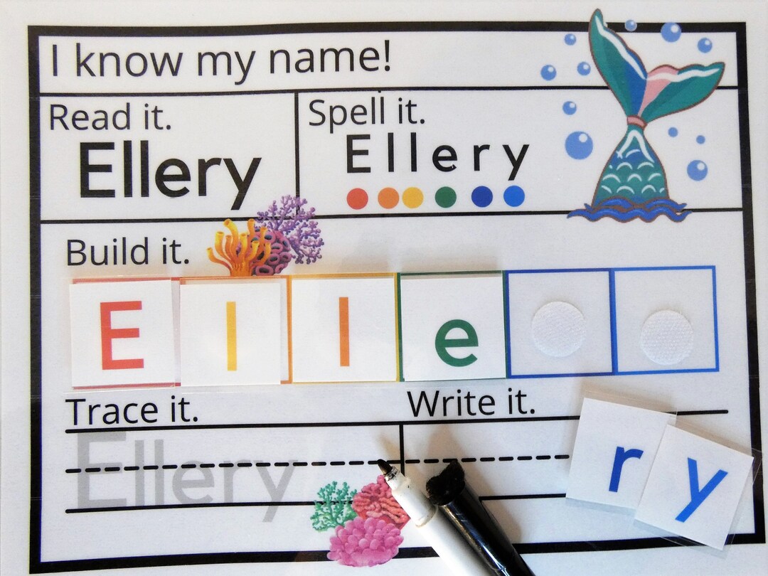 Dry Erase Name Mat, Learn to Spell and Write Name for Preschooler and