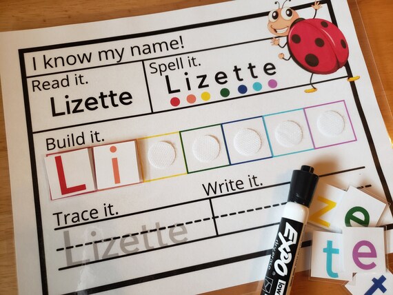 Dry Erase Name Mat Learn to Spell and Write Name for preschooler and kindergarten Dry Erase Name Mat Learn to Spell and Write Name for preschooler and kindergarten
