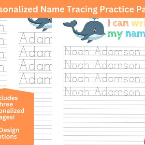 Set of 3 Personalized Name Tracing Page - Perfect for Toddler, Preschool and Kindergarten!