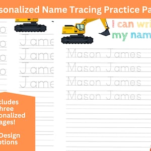 Set of 3 Personalized Name Tracing Page - Perfect for Toddler, Preschool and Kindergarten!