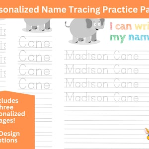 Set of 3 Personalized Name Tracing Page - Perfect for Toddler, Preschool and Kindergarten!