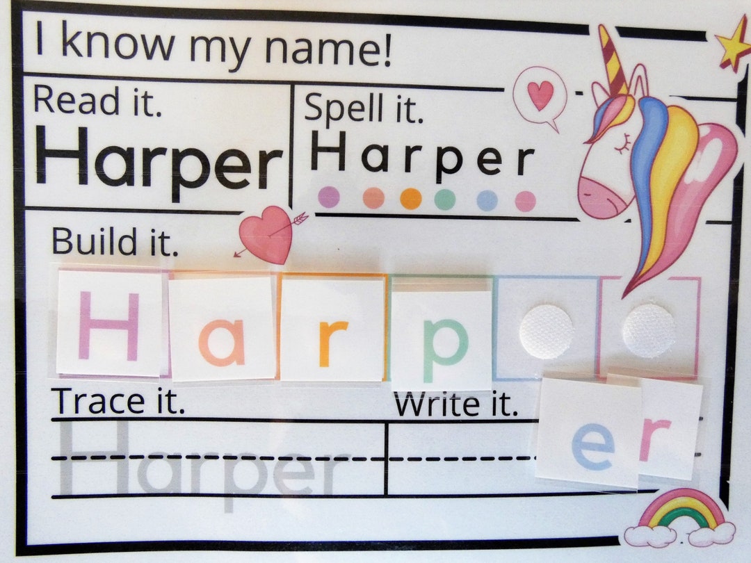 Dry Erase Name Mat, Montesorri Activity to Learn to Spell and Write
