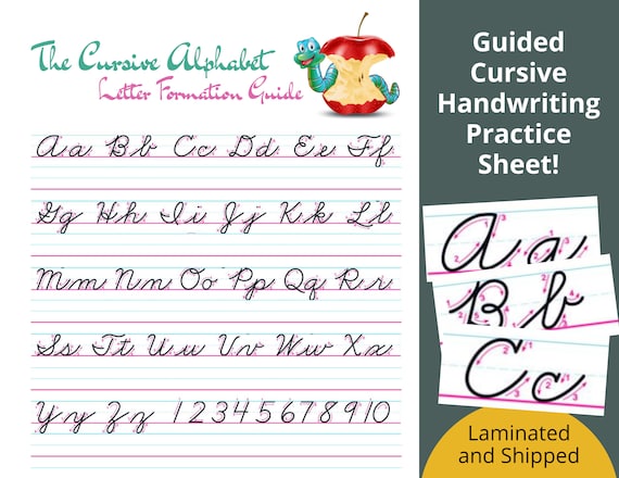 Dry Erase Cursive Letter Handwriting Practice Guide Guided | Etsy