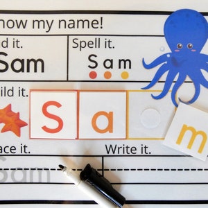 Dry Erase Name Mat, Learn to Spell and Write Name for preschooler and kindergarten