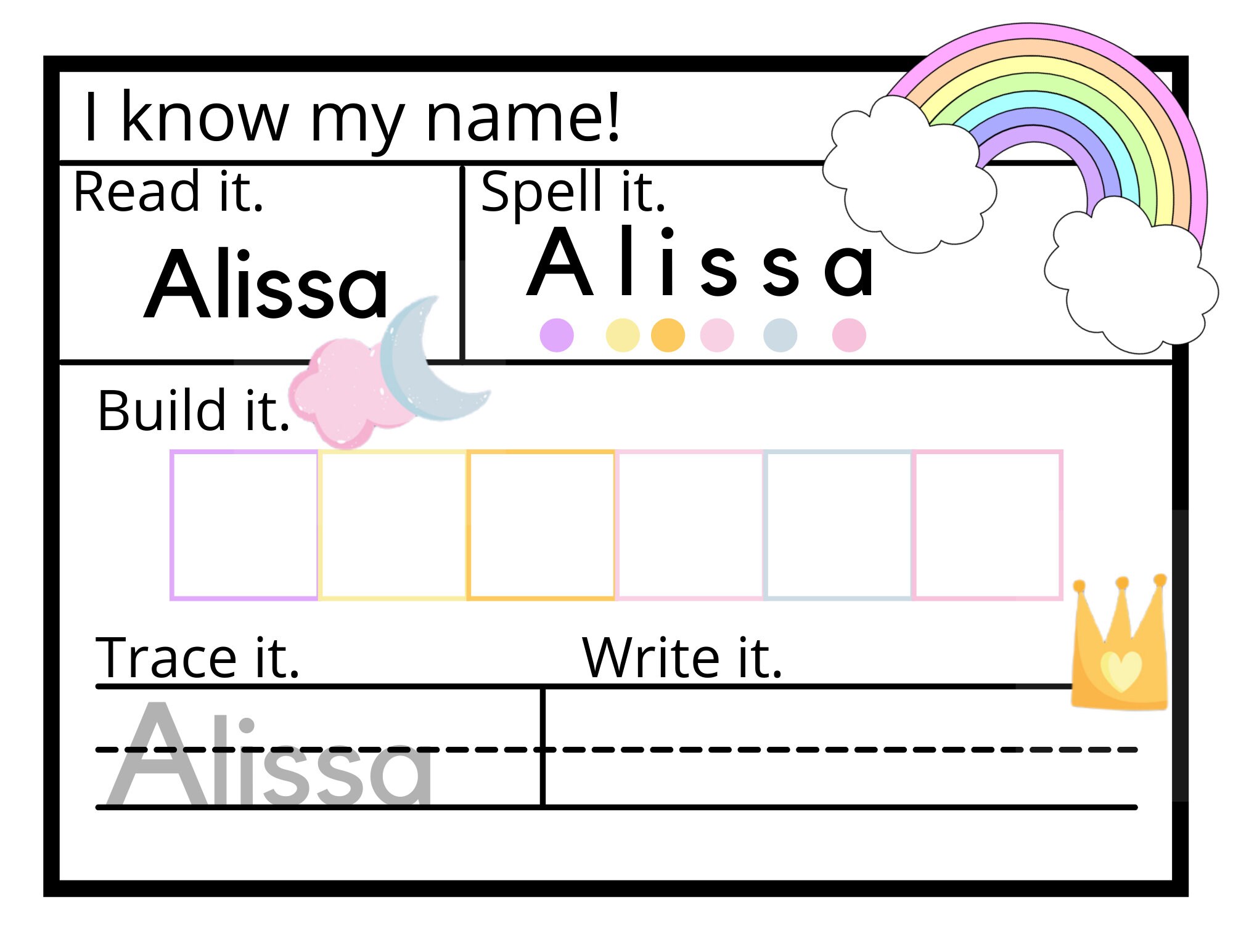 Dry Erase Name Mat Learn to Spell and Write Name for Etsy