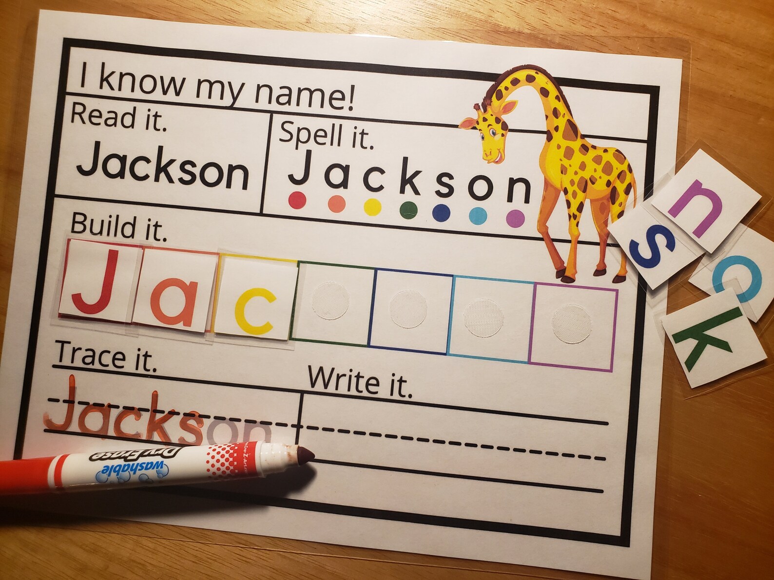 Dry Erase Name Mat Learn to Spell and Write Name for Etsy