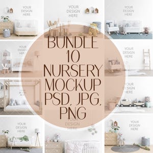 Bundle Nursery Wallpaper Mockup Interior Mockup Kids Room Mockup Poster Mockup Blank Wall Art Mockup Children's Room Mockup, PSD, PNG Mockup