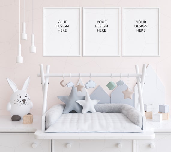 Set Of Three Vertical Frame Mockup White Frames Nursery Etsy