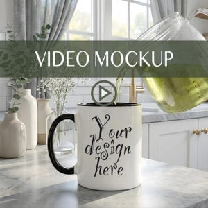 White Mug Mockup Video with Tea Pouring, Kitchen Lifestyle Scene, 11 oz Mug Sublimation Showcase, Product Promo Video, Mug Branding Mockup