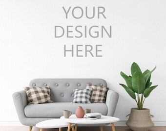 Wallpaper mockup or mockup for your frames, mockup in interior, room wall mock up, wall art mockup, empty wall mockup, living room, PSD