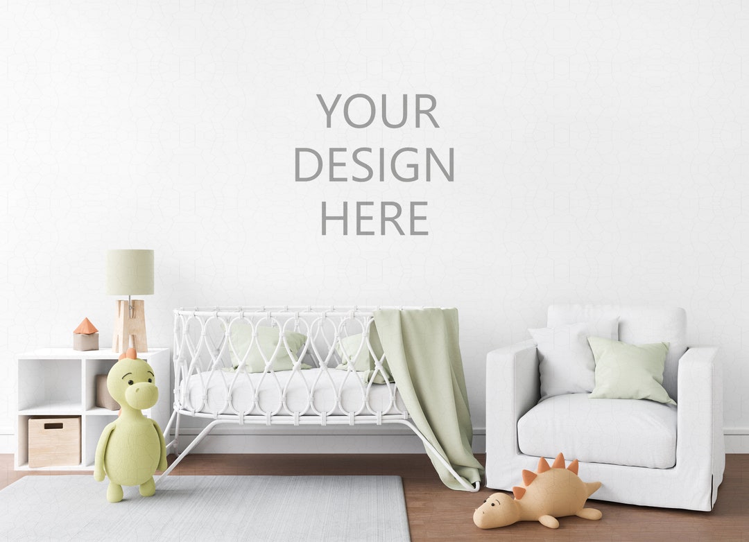 Wallpaper Mockup or Mockup for Your Frames, Nursery Mockup, Dinosaur