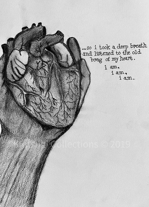 I Am Heart in Hand Decor Motivational Print Emotional Charcoal Art I Am  Enough Original Illustration Survivor Print - Etsy Canada