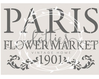 A5 Stencil PARIS - FLOWER MARKET - French Furniture  Fabric Shabby Chic Crafts  Reusable 190 Mylar