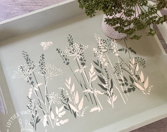 A4 Stencil - SUMMER MEADOW - Floral, Flowers, Lavender, Cow Parsley - Country Fabric Arts Crafts - Furniture Upcycle - Reusable 190 Mylar