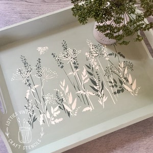 A4 Stencil - SUMMER MEADOW - Floral, Flowers, Lavender, Cow Parsley - Country Fabric Arts Crafts - Furniture Upcycle - Reusable 190 Mylar