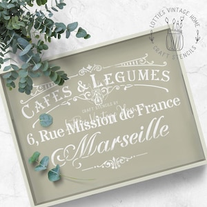 A4 Stencil CAFES & LEGUMES - Furniture, Fabric, Arts and Crafts - French Rustic - Upcycle - Reusable 190 Mylar