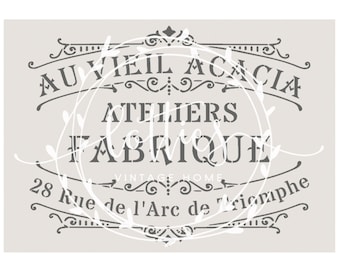 A4 Stencil AU VIEIL ACACIA - Shabby Chic Furniture Fabric Crafts French Upcycle Reusable 190 Mylar