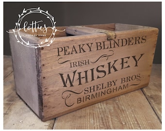 A5 pochoir Peaky Blinders whisky irlandais - artisanat shabby chic en tissu pour caisses de meubles - réutilisable 190 mylar