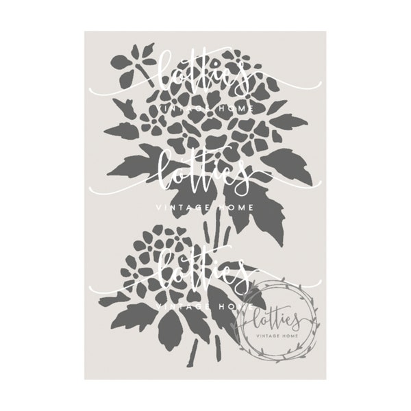 A5 Stencil HYDRANGEA - Tissu de meuble Upcycling - Fleur - Floral - Shabby Chic Arts and Crafts - Scrapbook - Réutilisable 190 Mylar