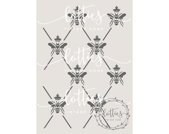 A4 Stencil - QUEEN BEE HARLEQUIN - Fabric Crafts Furniture - Repeatable Pattern - Reusable 190 Mylar