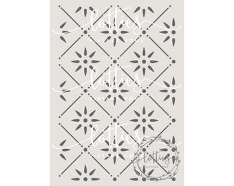 A4 Stencil - VICTORIAN TILE PATTERN - Vintage - Fabric Crafts Furniture - Repeatable - Reusable 190 Mylar