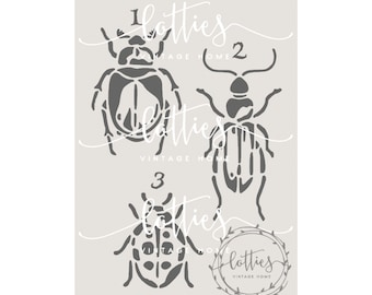 A5 Stencil BEETLE COLLECTION - Furniture  Fabric Shabby Chic - Arts and Crafts  Reusable 190 Mylar