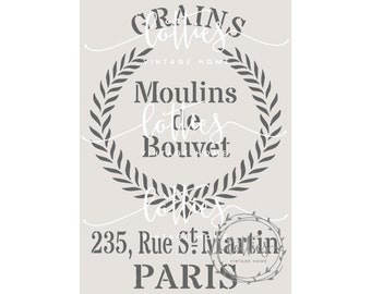 A5 Stencil FRENCH GRAIN SACK - Furniture  Fabric Shabby Chic Crafts  Reusable 190 Mylar