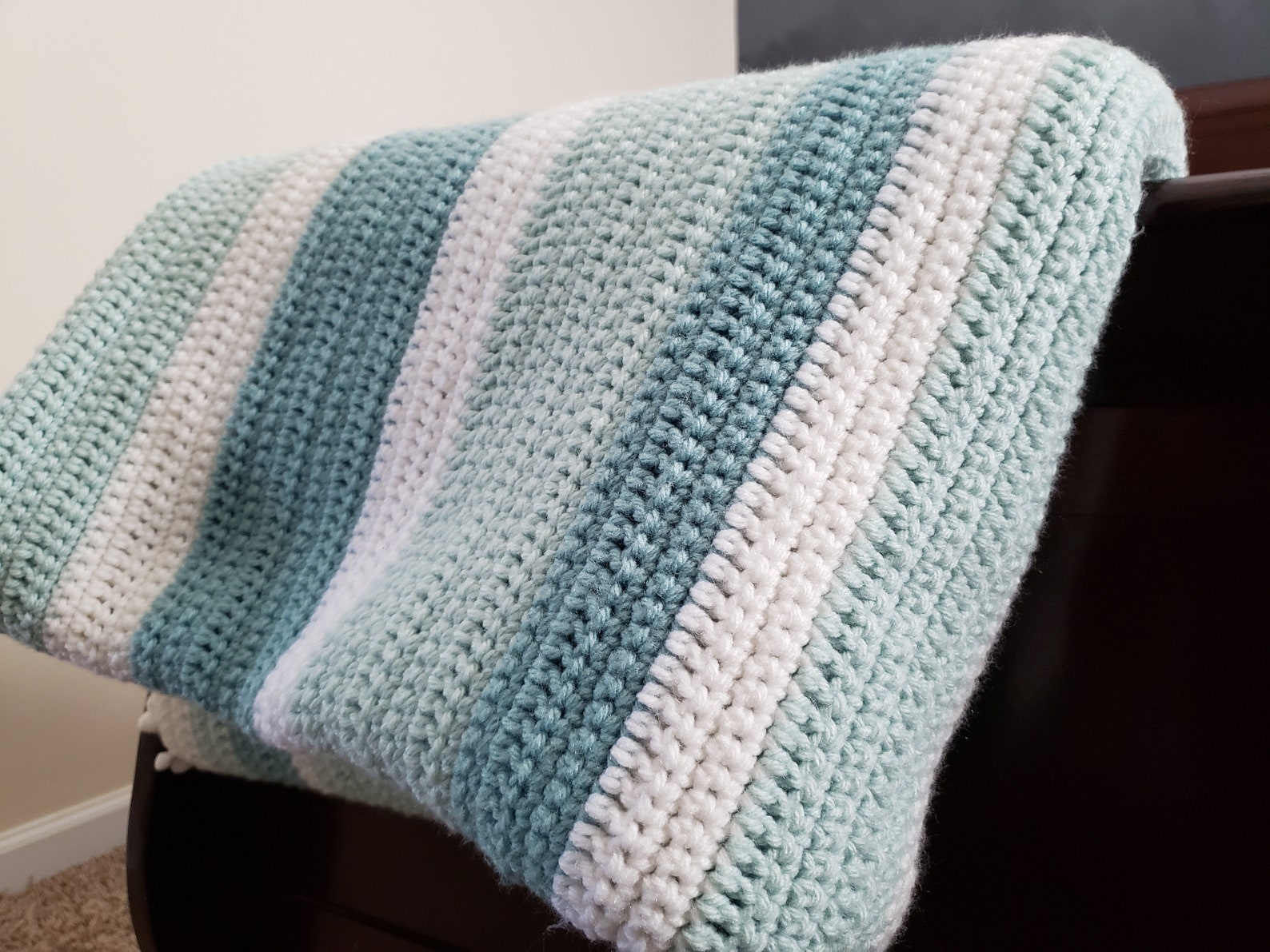 Crocheted blanket ombre stripes Etsy