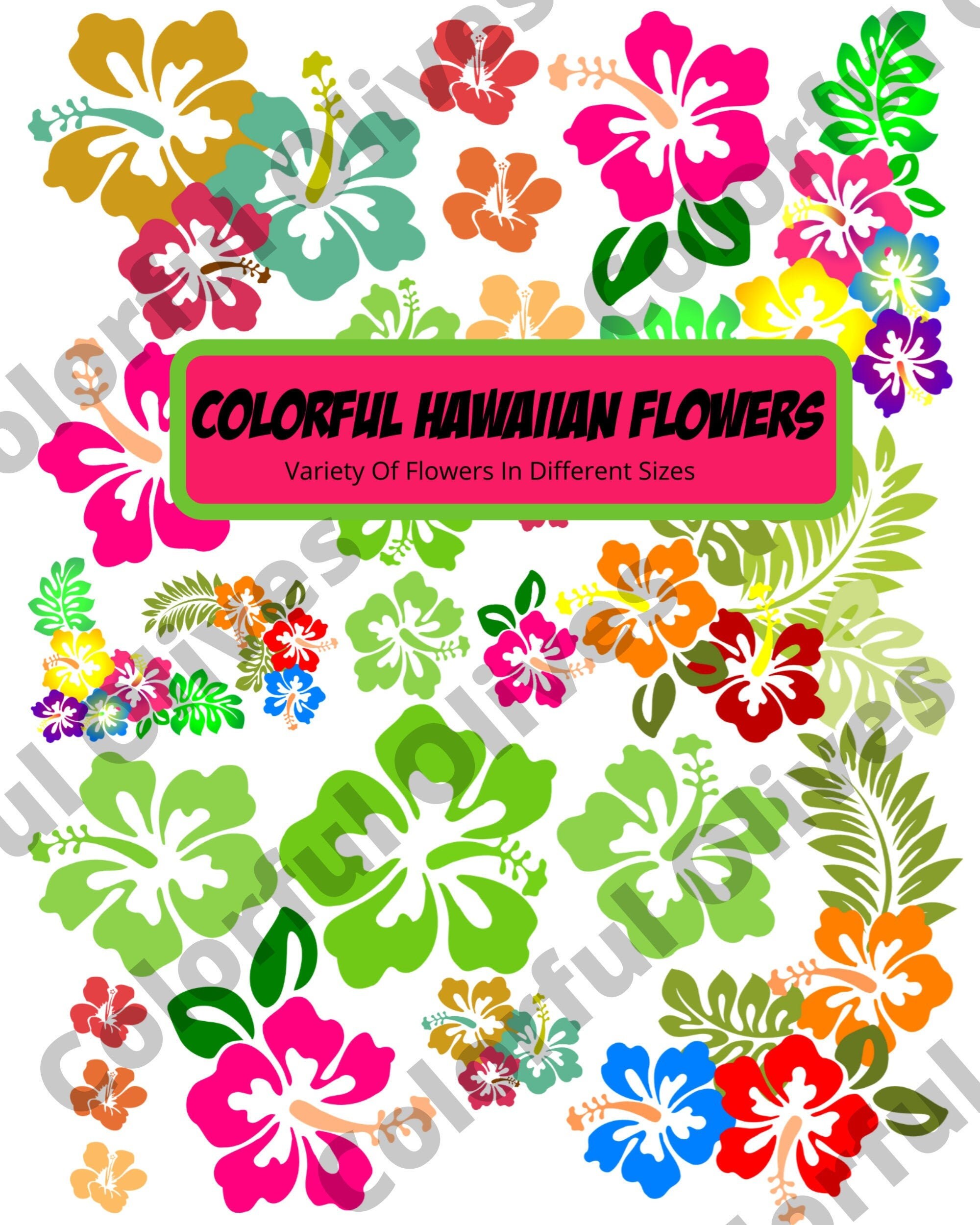 digital collage sheet hawaiian flowers png pdf and jpeg etsy singapore