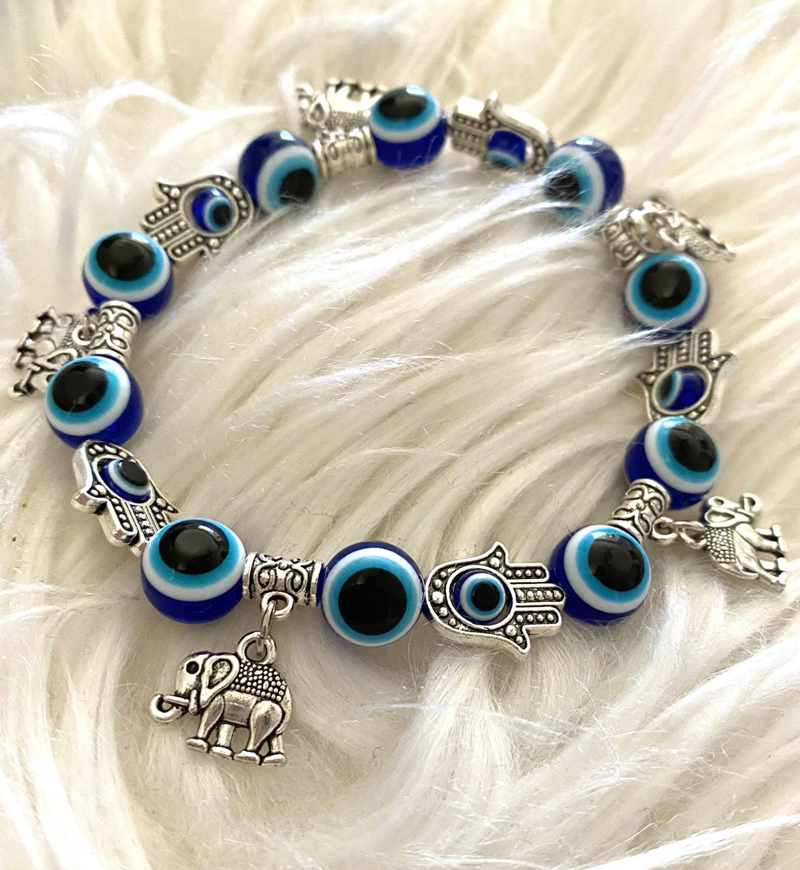 Evil Eye Blue Charm Bracelet Etsy