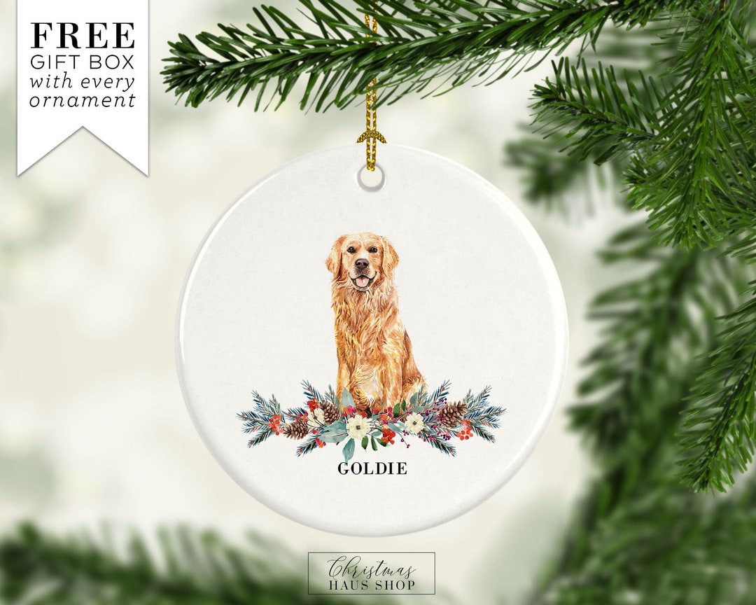 Golden Retriever Dog Ornament Personalized Pet Ceramic Christmas