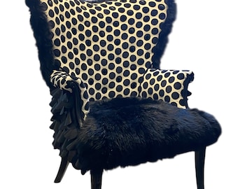 Polka Dot Statement Chair, Black and White Glam Decor