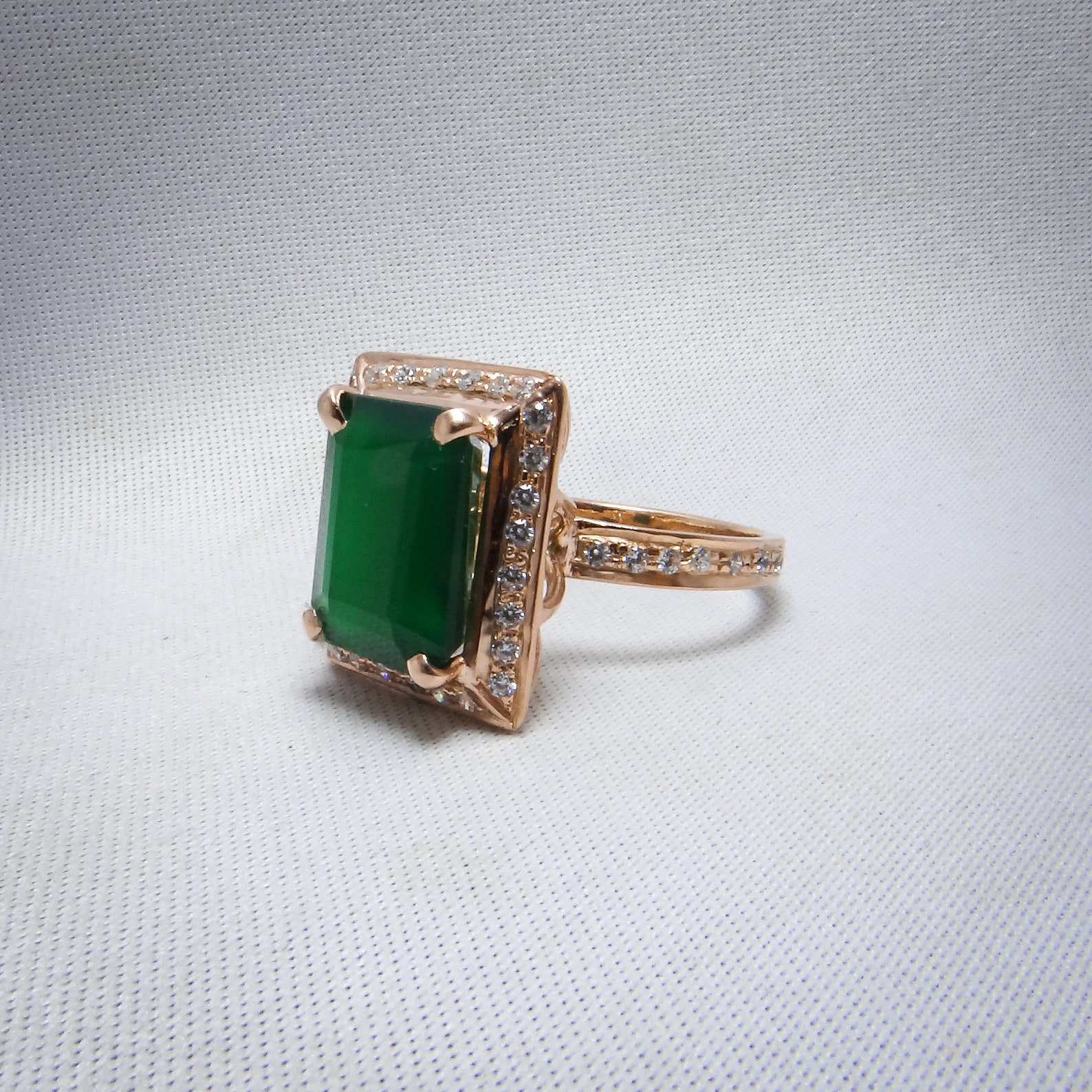 Genuine Emerald cushion Ring 925 Sterling Silver Etsy
