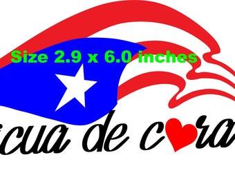 Puerto Rico Flag Sticker Decal, Bandera  de Puerto Rico, Puerto Rican Decal, Size 2.90 X 5.0 Inches