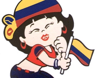 Colombian Flag Sticker Decal, Bandera , Car, Colombia , Colombian Girl