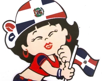 Dominican Flag Sticker Decal, Bandera , Car, Republica Dominicana , Dominican Girl