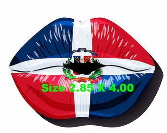 Dominican Republic Flag Sticker Decal, KISS SHAPE , Car, Desktop, Bandera de Santo Domingo, Bandera Dominicana