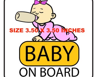 Baby on Board Sticker Decal,  Baby in CAR, Caution Baby On Board Sticker, Baby Girl