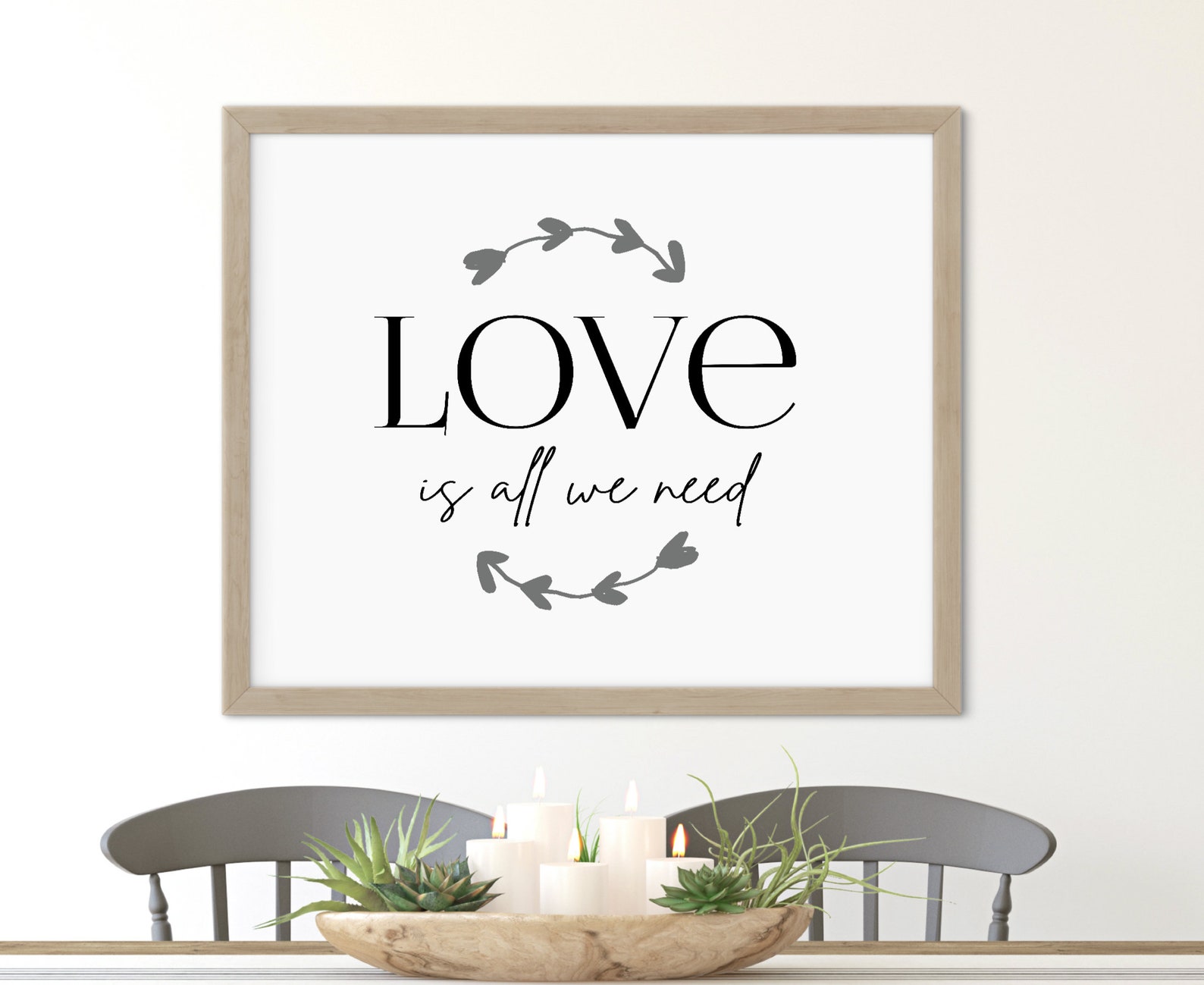 Love Is All We Need Printable Art Black and Gray Love Sign Etsy