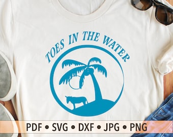 Toes In The Water Digital Art, Ass In The Sand Instant Download, Palm Tree, Funny Vacation SVG, Beachy Art, T-shirt Design, Beach Cut Files