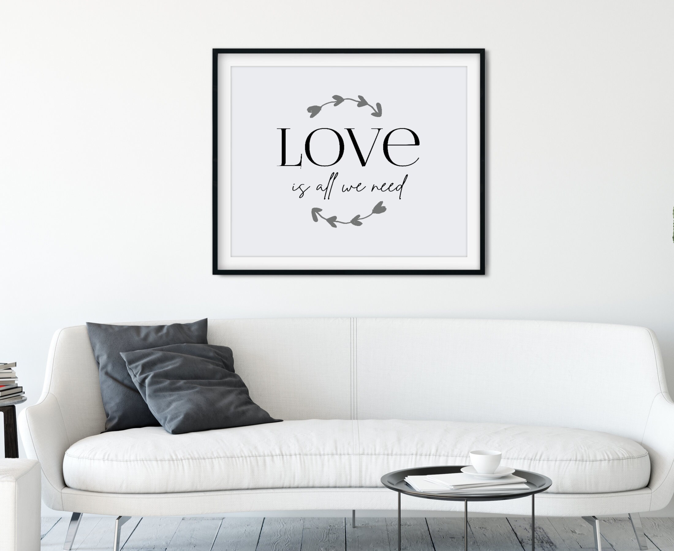 Love Is All We Need Printable Art Black and Gray Love Sign Etsy