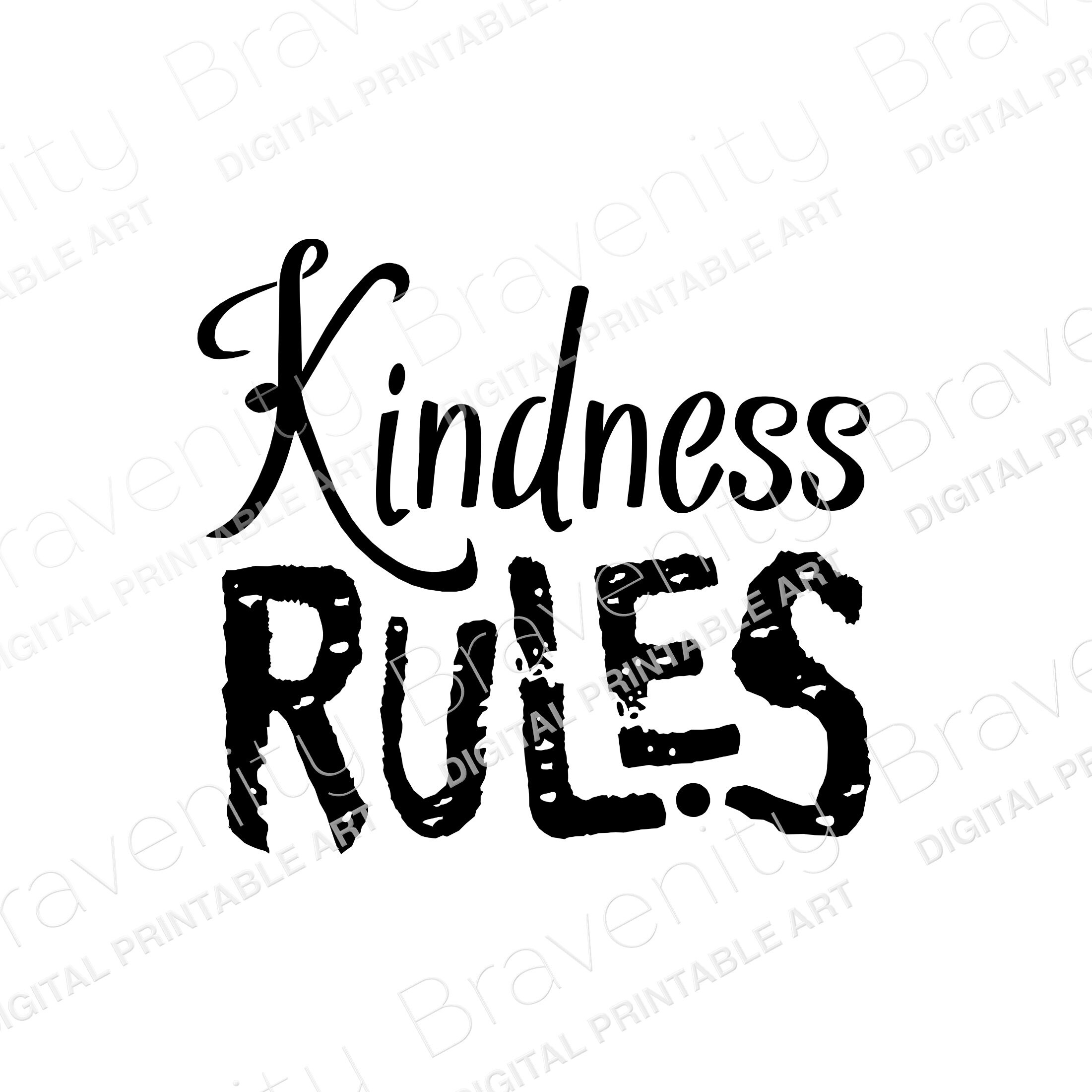 Kindness Digital Art Bundle 3 Printable Signs with Be Kind | Etsy