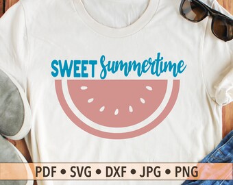 Sweet Summertime Digital Art, Watermelon SVG Designs, Summer Cut Files, Watermelon T-shirt Design, Watermelon Summer Decor, Summertime PNG