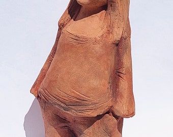 Charlotte. Signed terracotta sculpture, with an old patina. Unique piece accompanied by a certificate of origin.