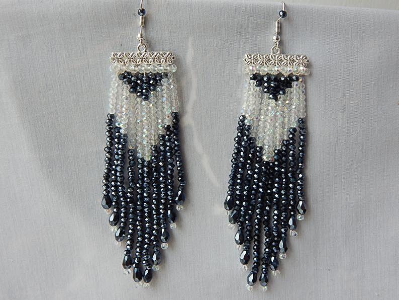 Seed Bead Tassel Earrings Large Floral Dangle Earrings Etsy UK