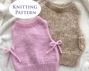 Baby Vest Knitting Pattern: Sizes 3-24 Months (PDF Download)